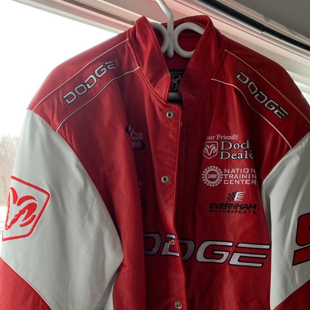 Nascar Red and White Dodge Racing Bomber Jacket